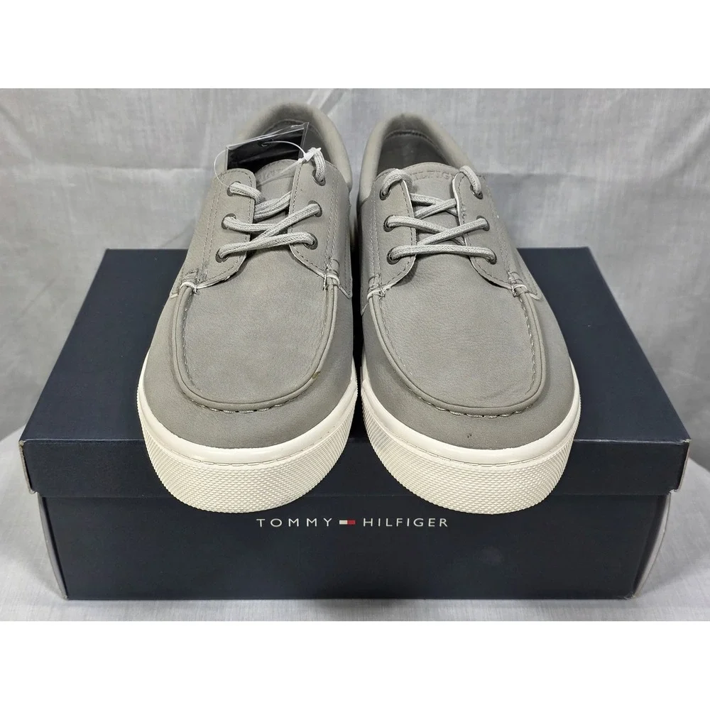 Tommy Hilfiger Gervis Men's Grey Boat Shoe Low Top‎ Lace Up Memory Foam Size 9M
